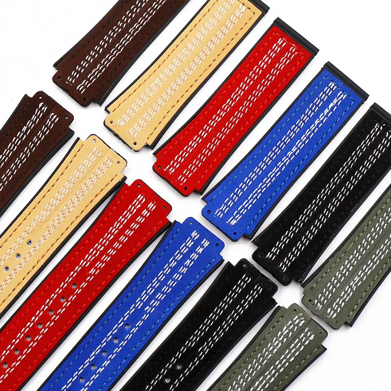 Rubber strap men's watch accessories leather strap female buckle for HUBLOT big explosion series 19mmx25mm waterproof bracelet Rubber strap men's watch accessories leather strap female buckle for HUBLOT big explosion series 19mmx25mm waterproof bracelet