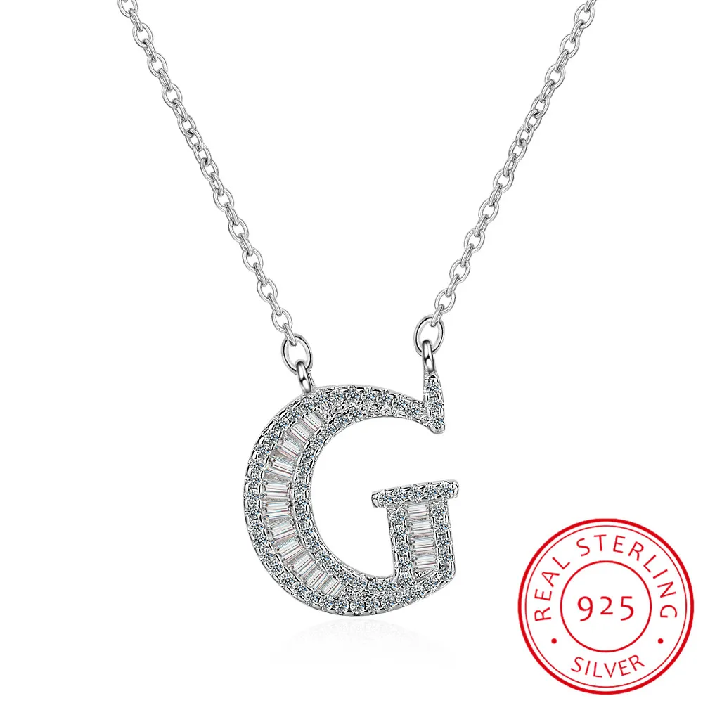 Роскошное женское ожерелье с буквами, 925 пробы Серебряное ожерелье с подвеской в виде алфавита, ювелирные изделия с именем, ювелирные изделия для лучших друзей на День святого Валентина - Цвет камня: G