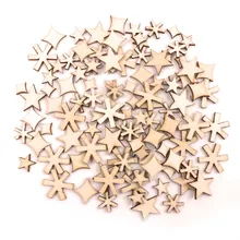 Деревянная картина со звездой и снежинками, украшение для дома ручной работы, аксессуары для скрапбукинга, картина своими руками 5-15 мм, 100 шт