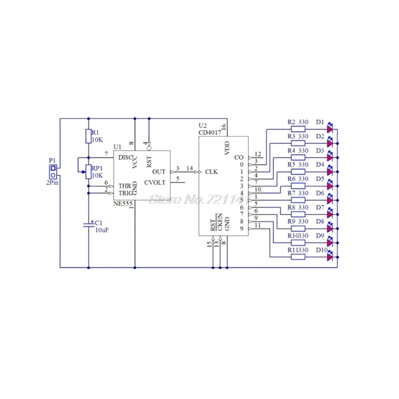 Электроника 4017 проточной водой света DIY Kit NE555 Светодиодный лампа Training Oct18