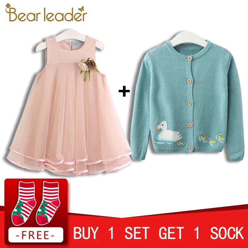 

Bear Leader Girls Sweater 2018 New Spring Winter Knit Cardigan Girls Coat Birds Rabbit Ducklings Embroidered Long Sleeve Sweater