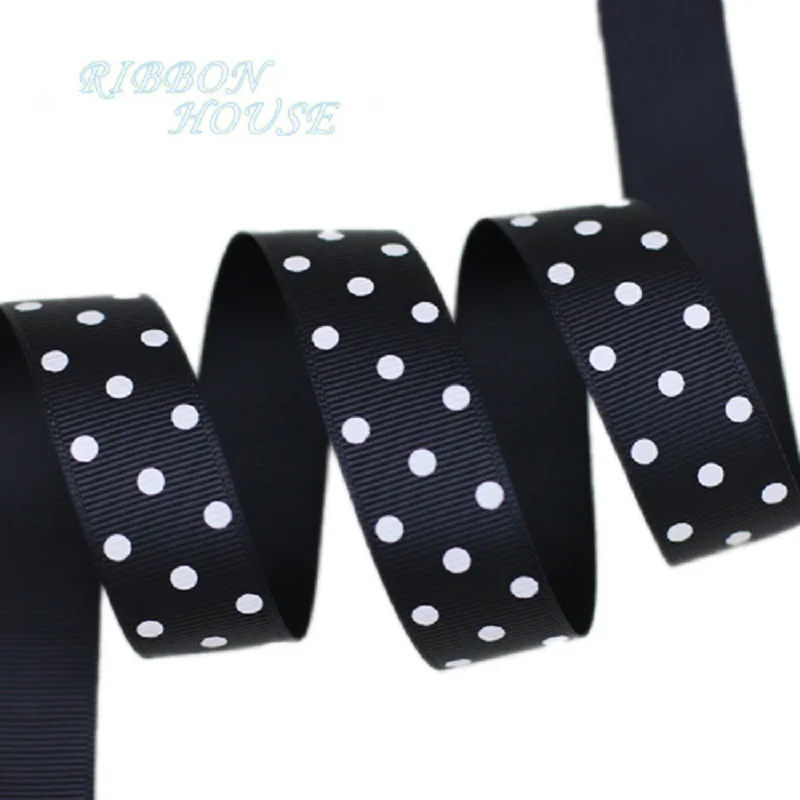 Grosgrain Ribbon 10 yards/lot Cartoon Polka Dots Printed Grosgrain Ribbon 25/38mm