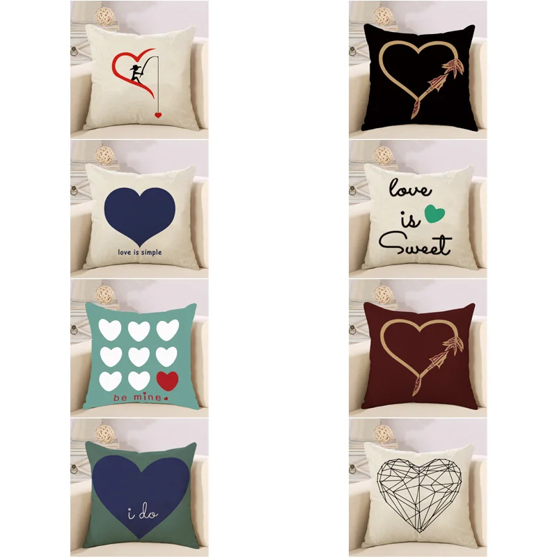 2018 новый мультфильм сердце пара Чехлы хлопок белье Love Is Simple Home Декоративная