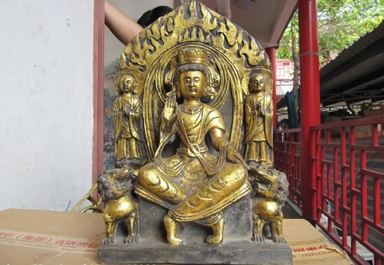 

150401 S0196 12"China Northern Wei Bronze Gild Kwan-yin guanyin Bodhisattva Buddha Statue