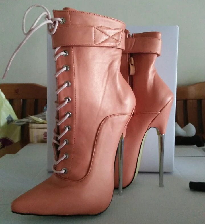 sexy 18cm high heels ankle boots women pointed toe metal heels large size high heels