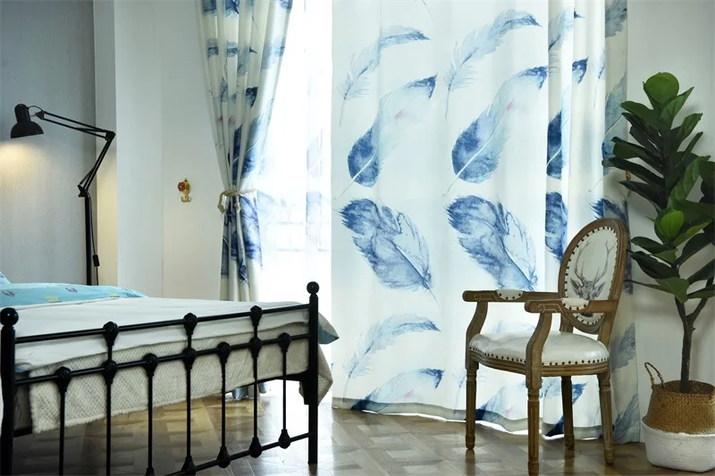 Tiyana скандинавские Psychedelic перо печати Половина затемненные шторы для гостиной спальни обработки окон фиолетовые шторы L005 и 3