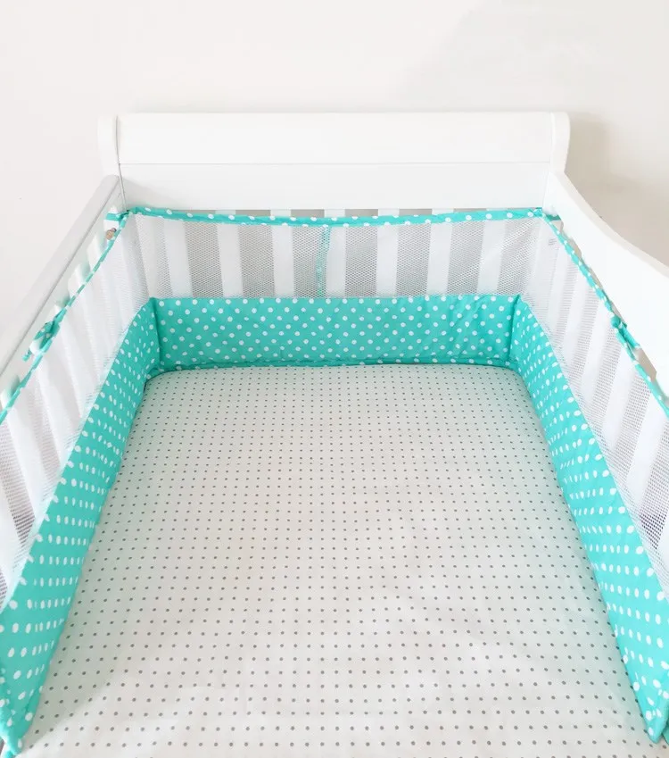 Летняя Детская бамперная хлопковая дышащая детская кроватка с амортизатором, сетка-занавес для детской кроватки