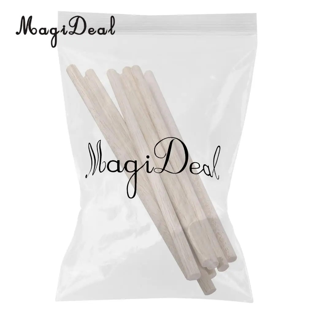 MagiDeal 10pcs Round Natural Wood Sticks DIY Hobby Craft Dowels Pole Rods For DIY Home Garden Decoration Tools Accessory 8mm 