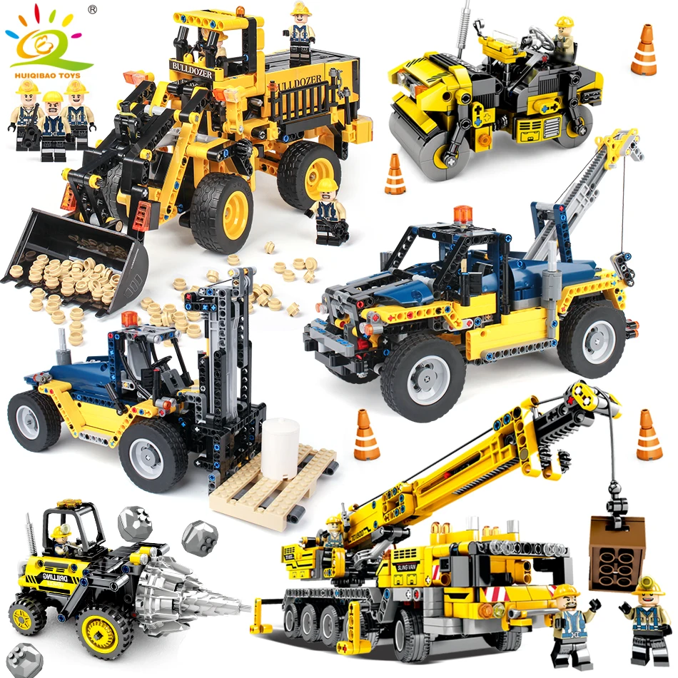

Engineering Bulldozer crane Compatible legoingly Technic Truck Building Block Enlighten Brick City Construction Toy For Children