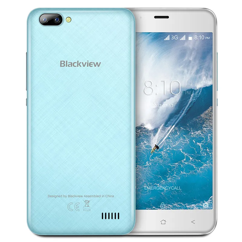 Blackview A7 MT6580A четырехъядерный мобильный телефон 5,0 дюймов двойная задняя камера Android 7,0 смартфон 2800 мАч 1 Гб ram 8 Гб rom мобильный телефон - Цвет: Синий