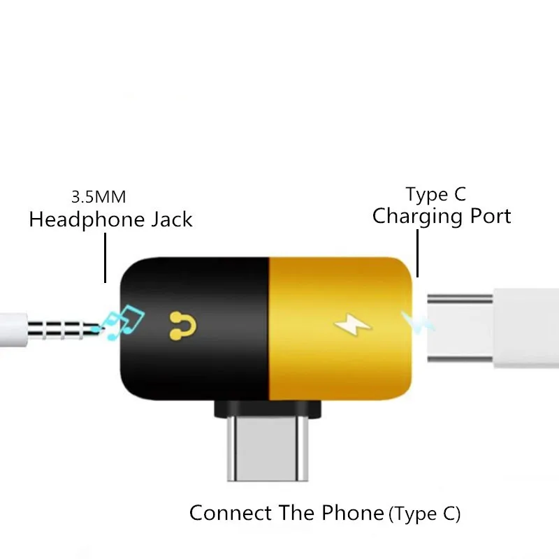 USB Type C to 3.5mm earphone jack adapter Charging For