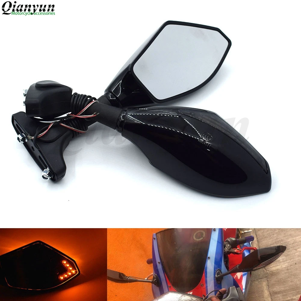 

Universal Motorcycle LED Steering Light Flash Rearview Mirror Side View Mirror For Kawasaki ZX7R ZX1100 ZRX1100 ZZR1200 ZG1000