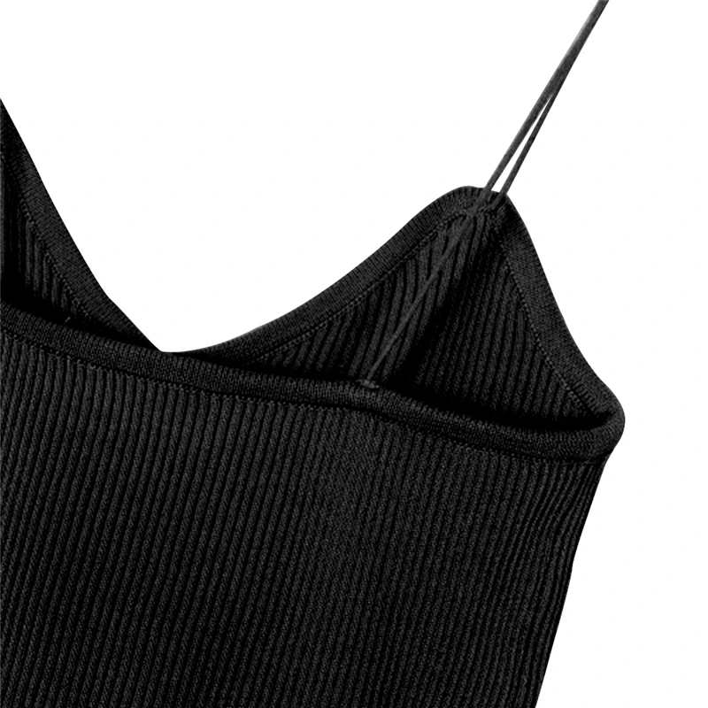 2018 Autumn Summer Knitted Tank Tops Women Camisole Vest Simple Stretchable V-Neck Slim Sexy Strappy Tank Top Fashion New Solid