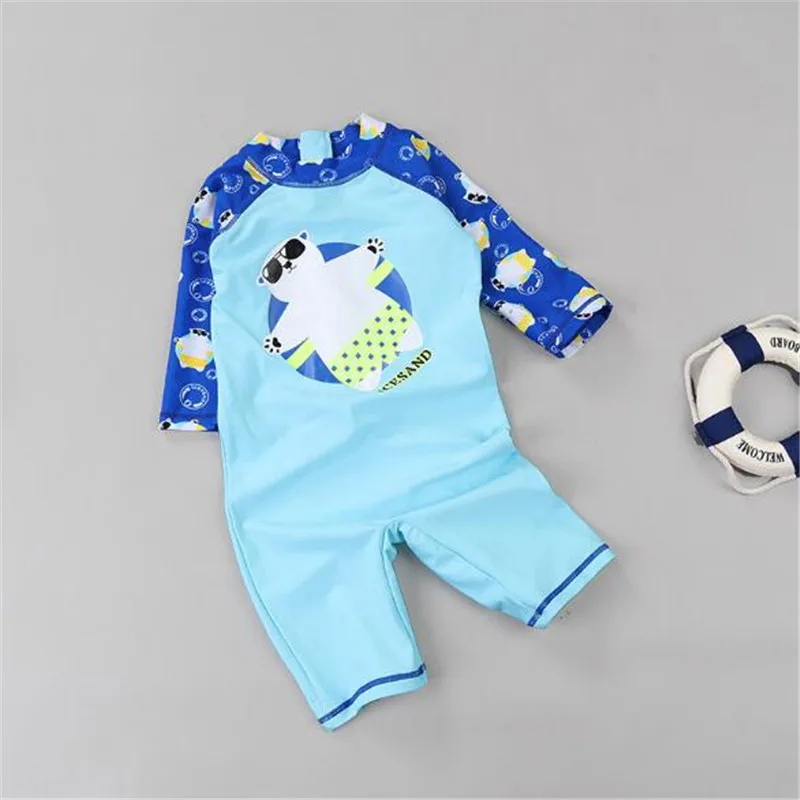 

Children's Swimwear Boys Girls Siamese Sunscreen Quick-Drying Cartoon Polar Bear Swimwear Baby Sun Protection Swimwear