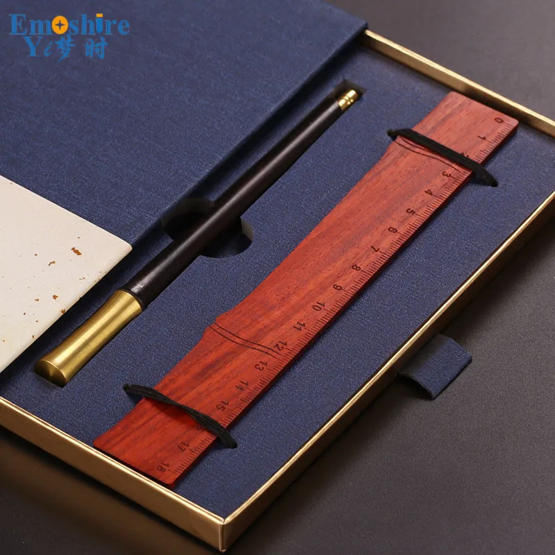 Chinese Style Gift Mahogany Ballpoint Pen Ruler Suit Custom Creative Ballpoint Pen Gift Wooden