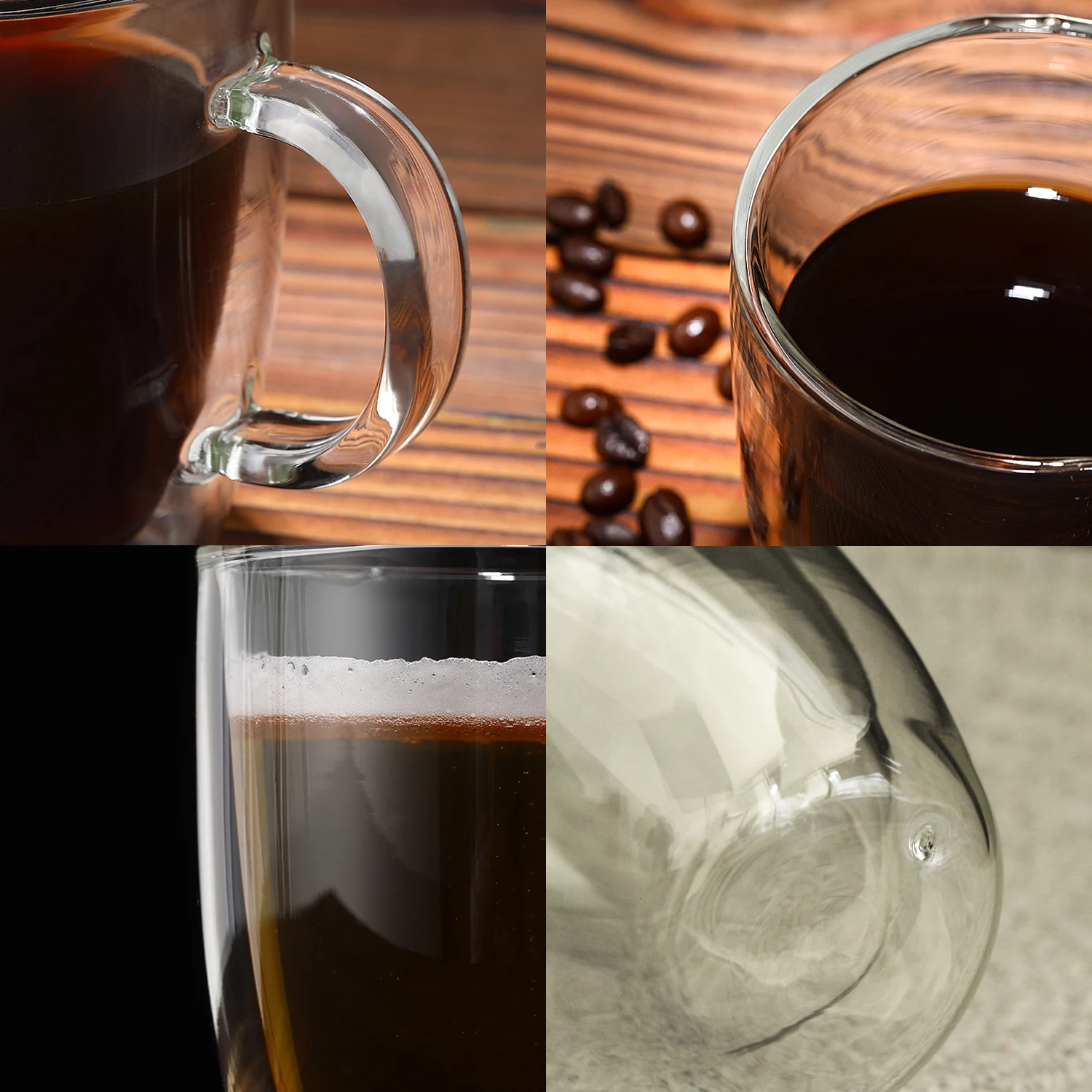 Skup Zestaw 2 podwójna ściana szklana przezroczyste kubki na herbatę kieliszki do wina z uchwytem whisky Drinkware kawa z mlekiem kubki 250 375 475ml