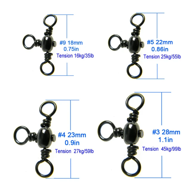 Snap.stainless Steel 3-way Fishing Swivels With Snap - 100pcs Black Nickel  Barrel Bearing Connector