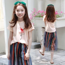 2019 Toddler Girls Clothes T-shirts + Wide Leg Pants 2pcs Girls Kids Clothing Set Spring Children’s School Clothes 8 10 12 Years