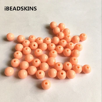 

(choose size) 6mm/8mm/10mm/12mm/14mm/16mm/18mm/25mm soft peach color Gumball Bubblegum Acrylic Solid Beads for Necklace Jewelry