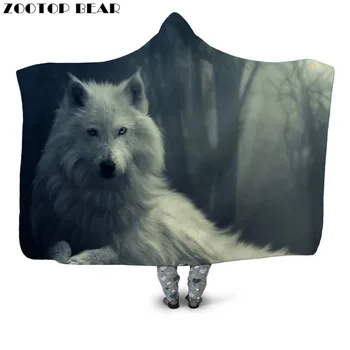 

Popular Hooded Blanket Casual Wearable Kids Anime wolf 3D Printing Animal Fashion Woman Bedding Office Quilts Soft Adults Travel
