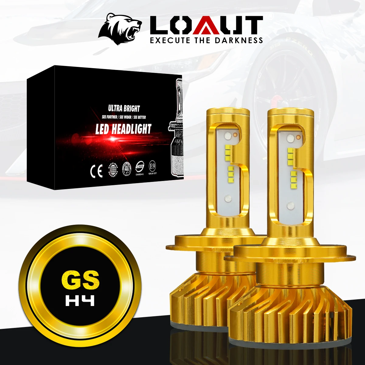 Высокая Мощность LOAUT GS H4 H4-3 Автомобильный светодиодный фары лампы высокого