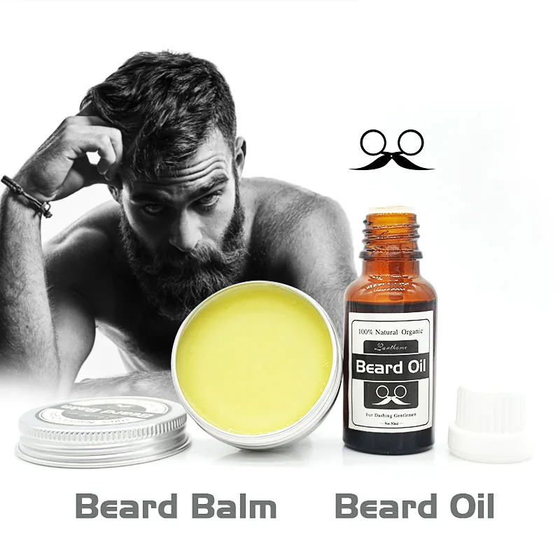 3 Pcs/Set Beard Oil Essence Mustache 30ml + 100 Natural Moisturizing