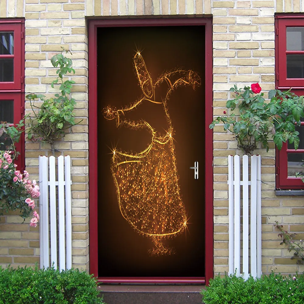 3D мусульманская креативная дверная наклейка s спальня двери ремонт водонепроницаемый стикер s DIY семейная декоративная наклейка на стену дверь плакат