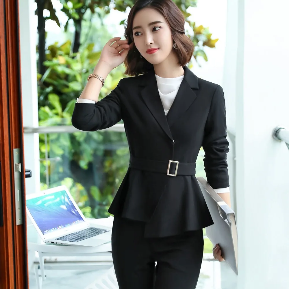 2 Piece Set High-quality Women Formal Pant Suit Office Lady Uniform Designs Female Camel Business Jacket and Pant Work Wear
