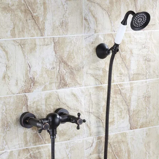 Oil Rubbed Bronze Antique Black Wall Mount Handheld Tub Shower Oil Rubbed Bronze Antique Black Wall Mount Handheld Tub Shower Faucet Mixer Tap Set