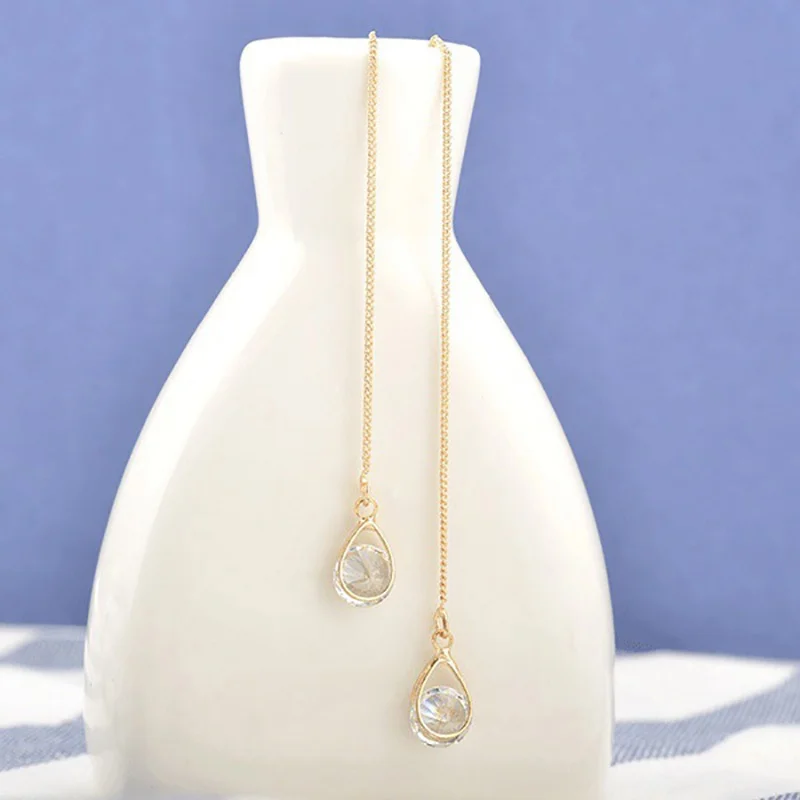 

Fashion Drop Earrings Jewelry Earrings Women Stylish Gold/Silver Color Dropwater Long Crystal Earring 2019