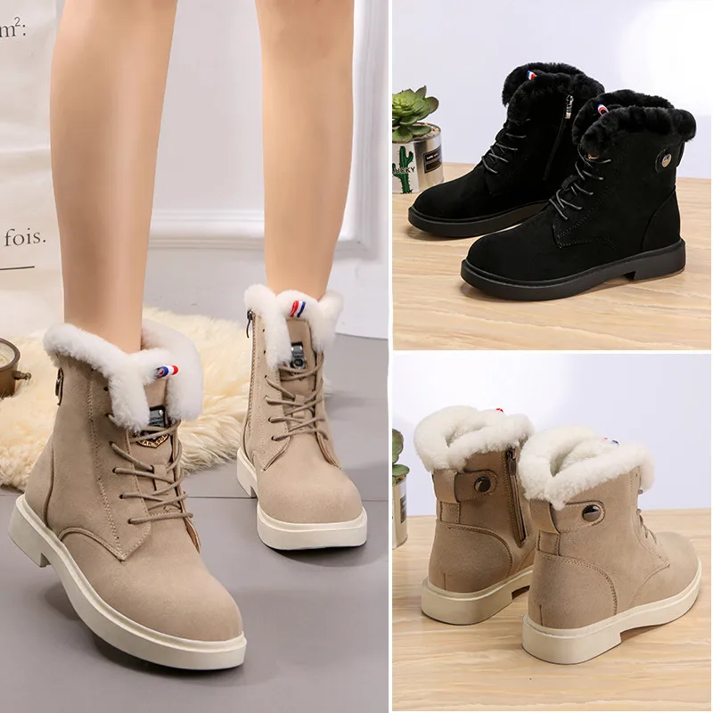 

Plus velvet Martin boots female 2018 winter cotton boots female wild in the tube women's boots with thick snow boots women.