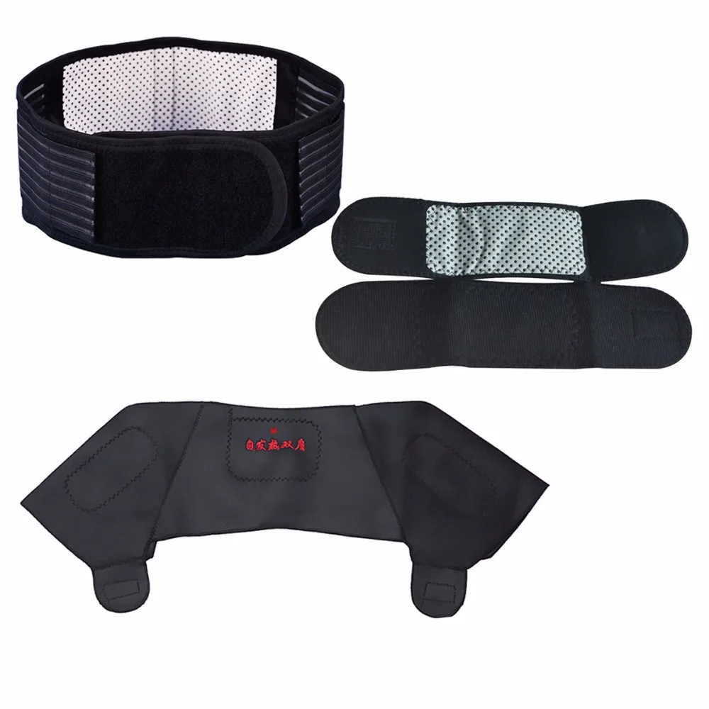 1pcs Waist Belt + 1pcs Shoulder Pad + 1pair Wrist Bracers Tourmaline Self Heating Massage Magnetic Therapy Health Care Support