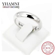 YHAMNI 4 мм женское серебряное отполированное кольцо обручальное кольца из стерлингового серебра 925 простое Помолвочное кольцо женские ювелирные изделия AR94601