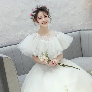 

Bridal Wraps Stoles Summer Women Tulle Bolero Shawls Elegant Wedding Jacket Cloak Evening Capes Short Capa De Novia 05396