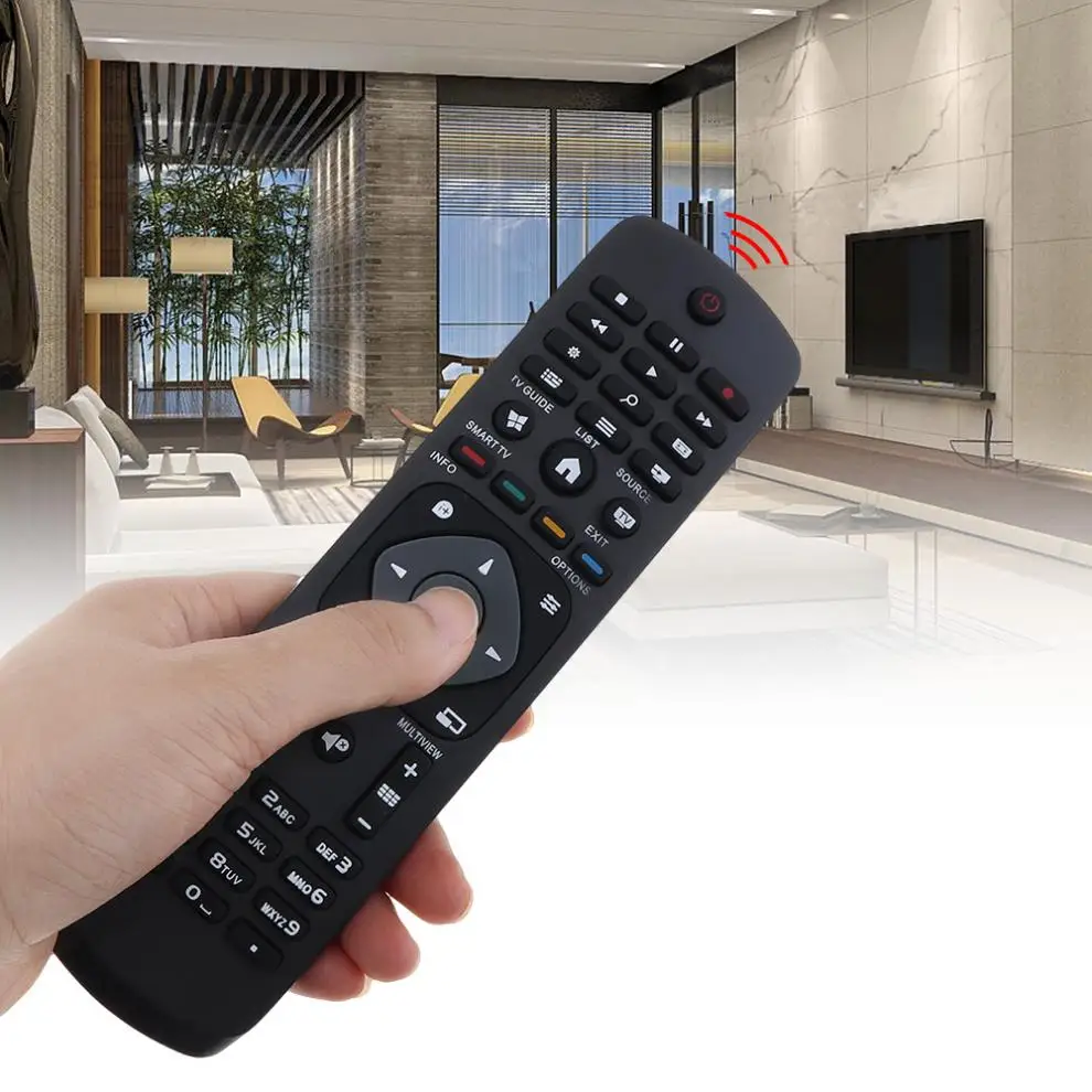 

ABS Replacement TV Remote Control Support 2 x AAA Batteries with Long Transmission Distance for Philips YKF347-003 New style