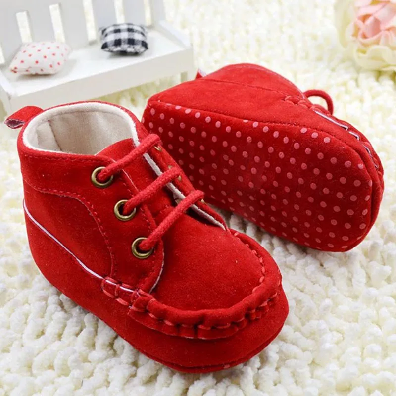 

Newest Infant Baby Girl Crib Shoes Princess Lace UP Soft Sole Sneakers Toddler Girls Short Boots First Walkers