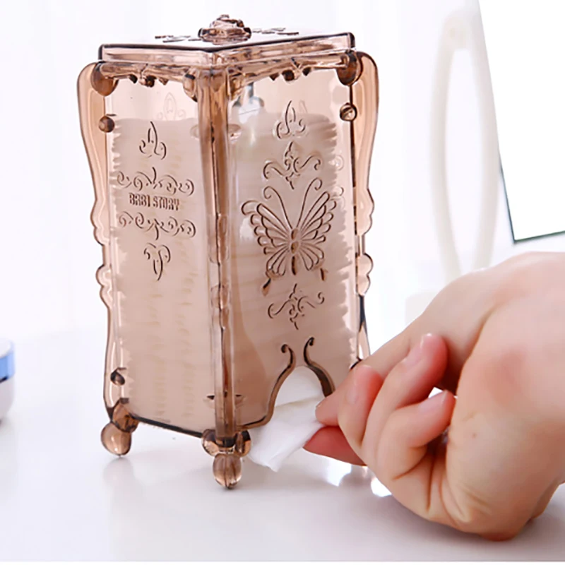 European Butterfly Cosmetic Storage Box Transparent Desktop Makeup Cotton Pad Manicure Beauty Salon Supplies Sundries Organizer