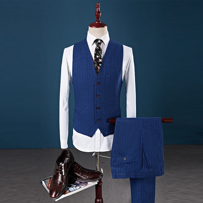 Laine Bleu M Gilet Slim 2017 Costume Costumes 4xl Taille Robe Ciel Veste veste De Qualité Haute Pantalon pu Casual D'affaires Mariage Hommes THwdq7x