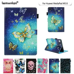 Lemonlan чехол для huawei MediaPad M5 8,4 SHT-AL09 SHT-W09 8,4 "Pad чехол принципиально Tablet Мода Панда Сова узор стенд основа