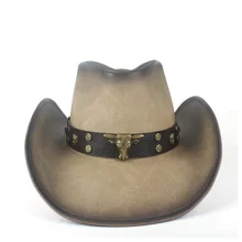 Новая мода мужской Западный Ковбой Девушка-Ковбой шляпа с панк кожаный Bull Band для джентльмена Sombrero шляпа