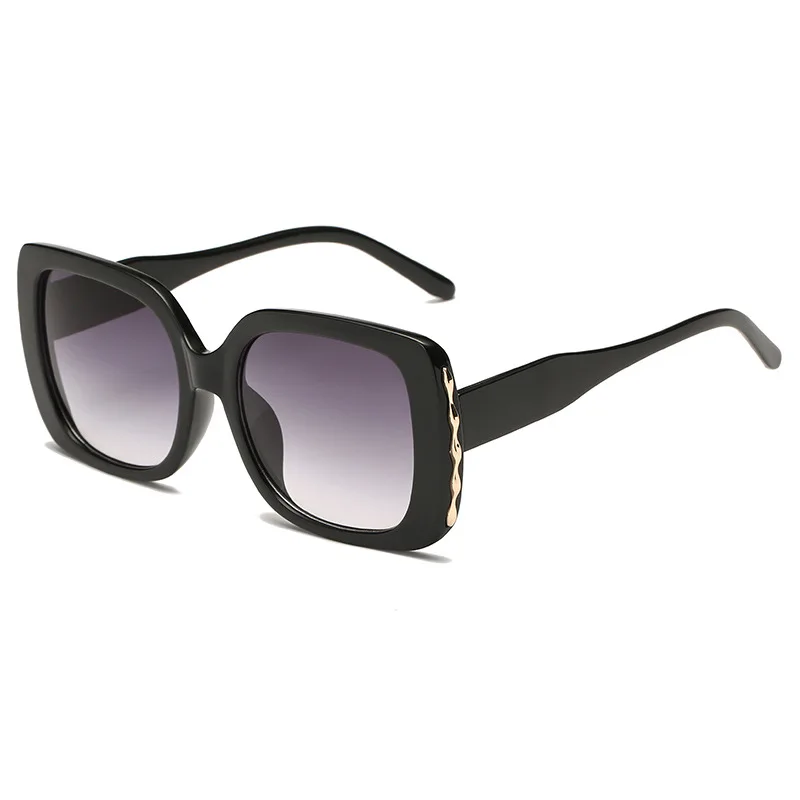 YOOSKE роскошные негабаритных солнцезащитных очков для женщин Ретро брендовая дизайнерская большая оправа солнцезащитные очки женские очки винтажные Оттенки для женщин s - Цвет линз: Черный