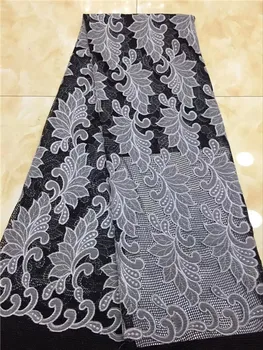 

Hot sale French mesh cloth nice net lace fabric with velvet for party dress PNZ539(5yards/lot) many color