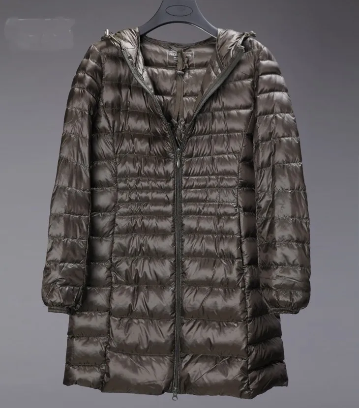 Женская теплая зимняя куртка, Женское пальто, тонкая брендовая парка на утином пуху 90%, ультра-легкая пуховая куртка, Длинная Элегантная верхняя одежда, WLF040