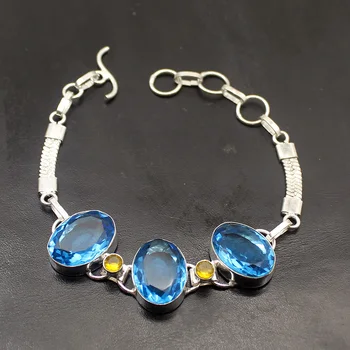 

Glowing Gems London Topaz925 Sterling Silver Women Prom Chain Bracelet 8.75" TF637 Free Shipping