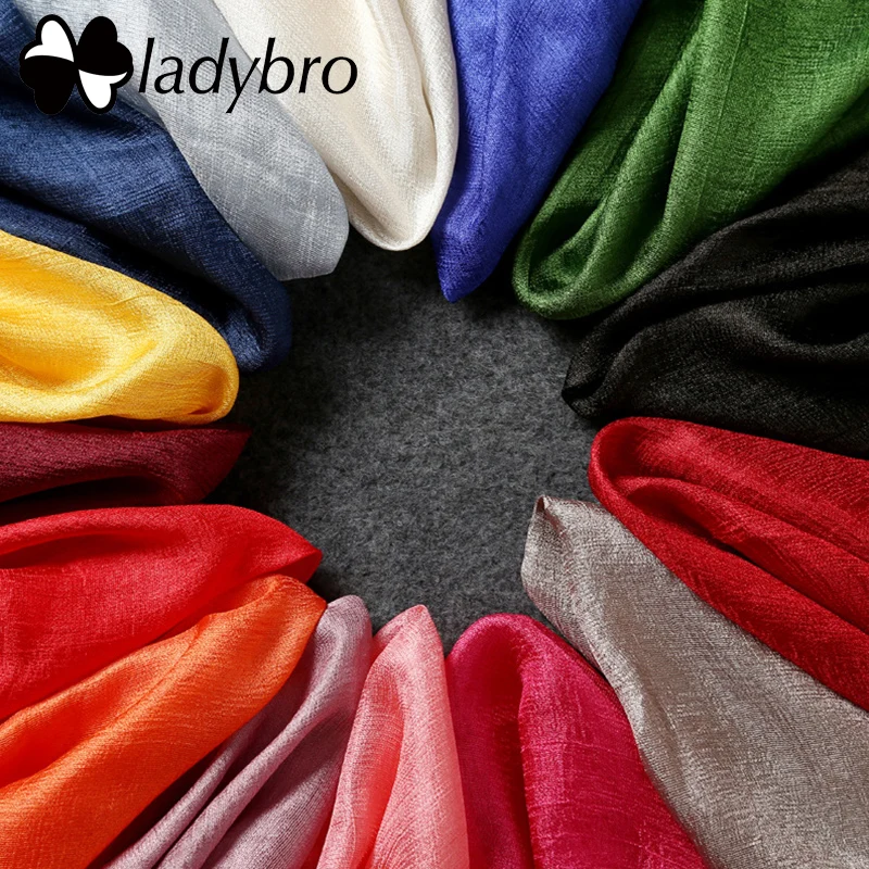 

Ladybro 185*100 cm Women Scarf Linen Summer Autumn Large Silk Scarf Shawl Female Winter Scarf Luxury Foulard femme Pashmina