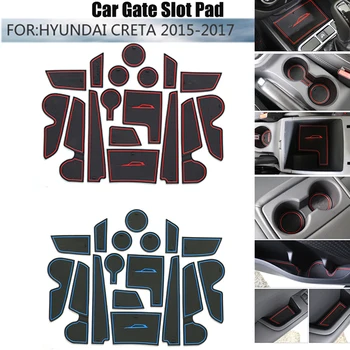 

For HYUNDAI CRETA 2015-2017 Car Gate Slot Pad Rubber Car cup Mat Non-slip Mat Auto Accessories 17pcs Per Set car styling