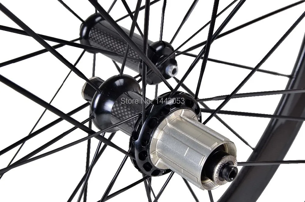 Sale Free shipping 50mm 700C road bicycle carbon wheels bright black bicycle wheels clincher carbon wheelset 4