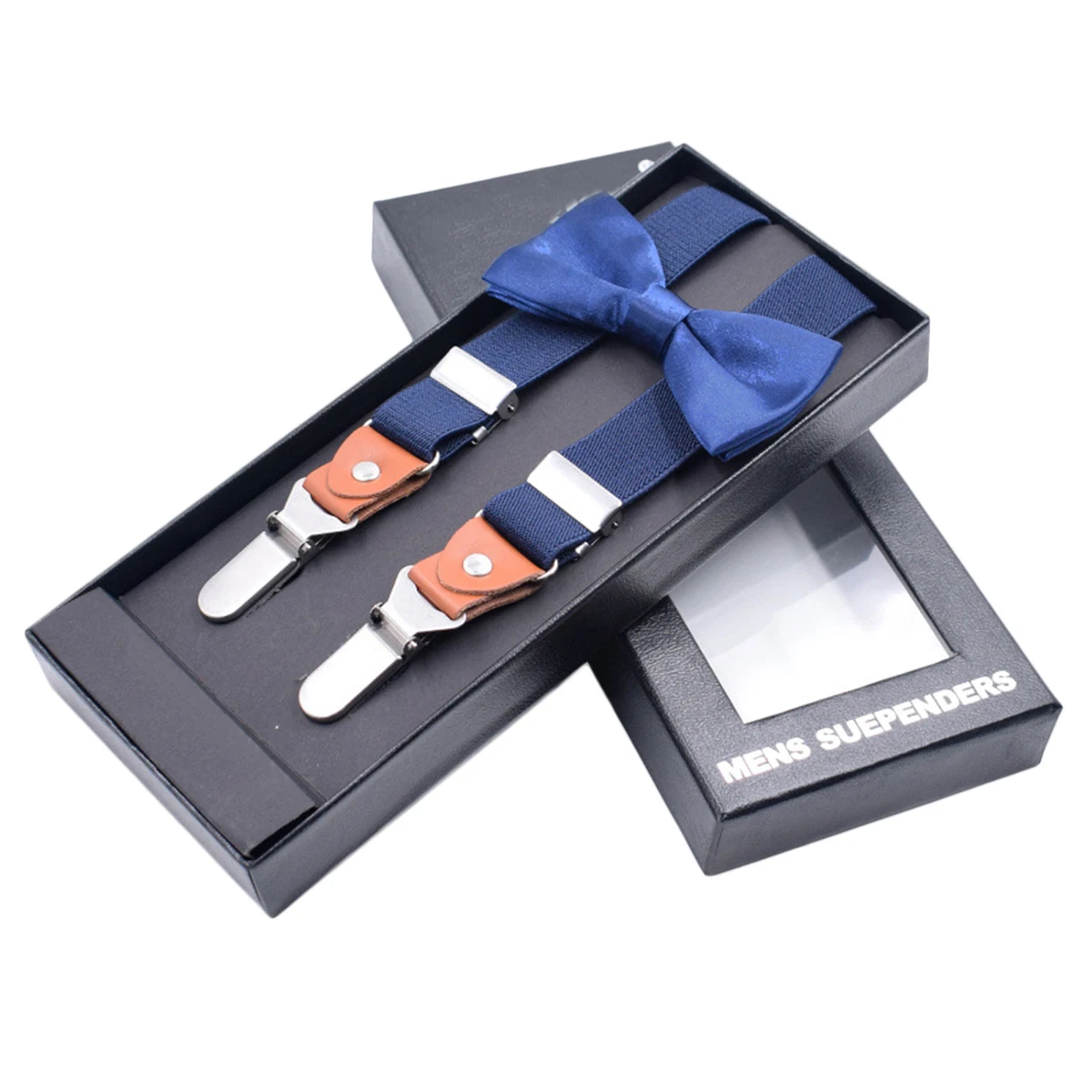 

Men's Suspender Fashionable Y Back Metal Adjustable Clip Suspender Elastic Suspender with Bow Tie