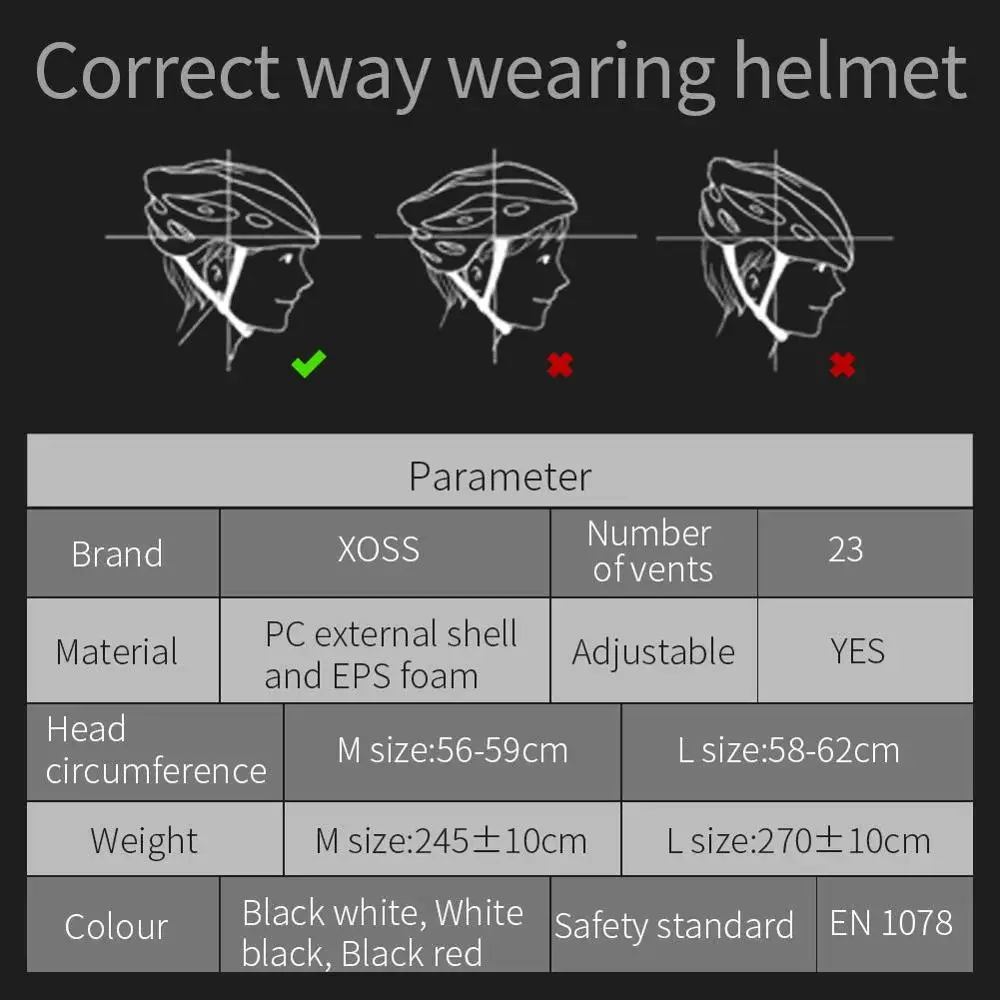 XOSS велосипедный шлем Легкий велосипедный шлем для мужчин и женщин Регулируемая Защита безопасности размеры для взрослых
