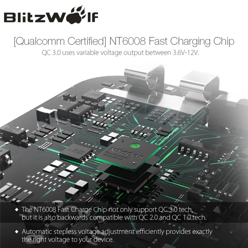 Мобильное зарядное устройство адаптер BlitzWolf BW S7 с технологиям бстрой зарядки3.0 на